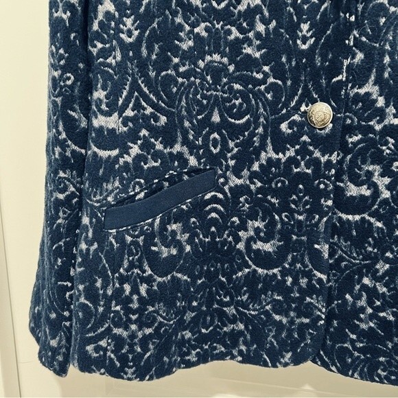 Cabi Navy Blue Jacquard Wool Blend Blazer Style# 109 Women's Size 8 - Picture 6 of 14